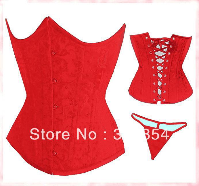 4 Colors Red White Blue Black womens sexy underbust slender cheap corset tops plus size slender burlesque costumes Size S M L XL