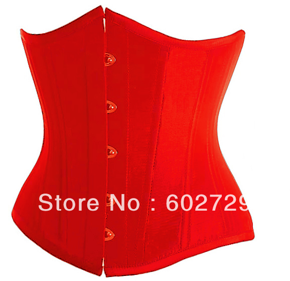4 colour Red/black/pink/white satin boned lace up underbust cincher Dropship TOP S-2XL
