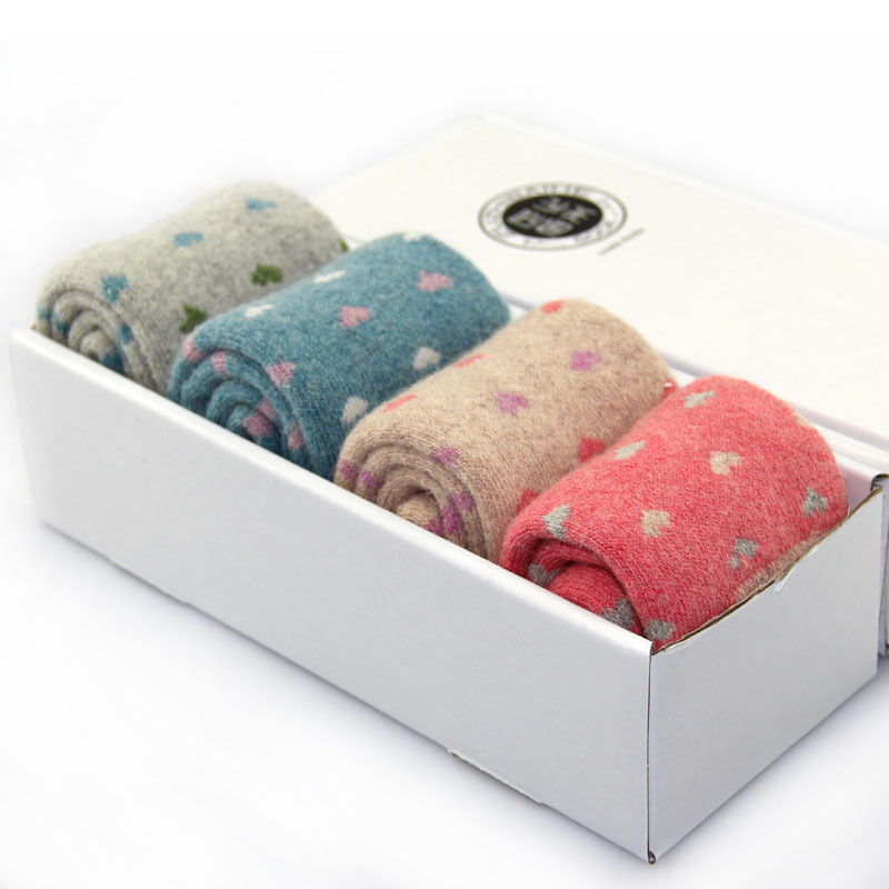 4 double cashmere socks gift wool socks women's thickening thermal winter towel socks