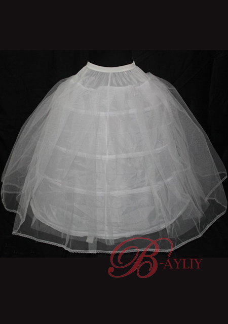 4-Hoop 2-Tier Petticoat Skirt White Wedding Bridal Gown WPD05007