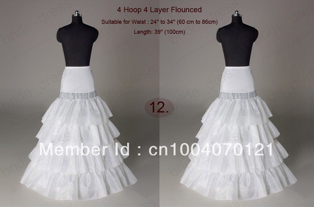 4 Hoop 4 Layer Flounced Petticoat Wedding Gown Crinoline Petticoat Skirt Slip XSG011