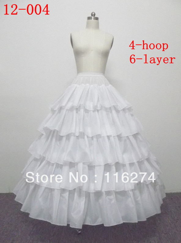 4 Hoop 6 Layer Petticoat Crinoline For Ball Gown Dress For Wedding Bridal Prom Party Event#004
