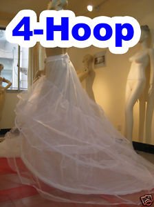 4-Hoop Train Bridal Petticoat/Crinoline/adjustable size