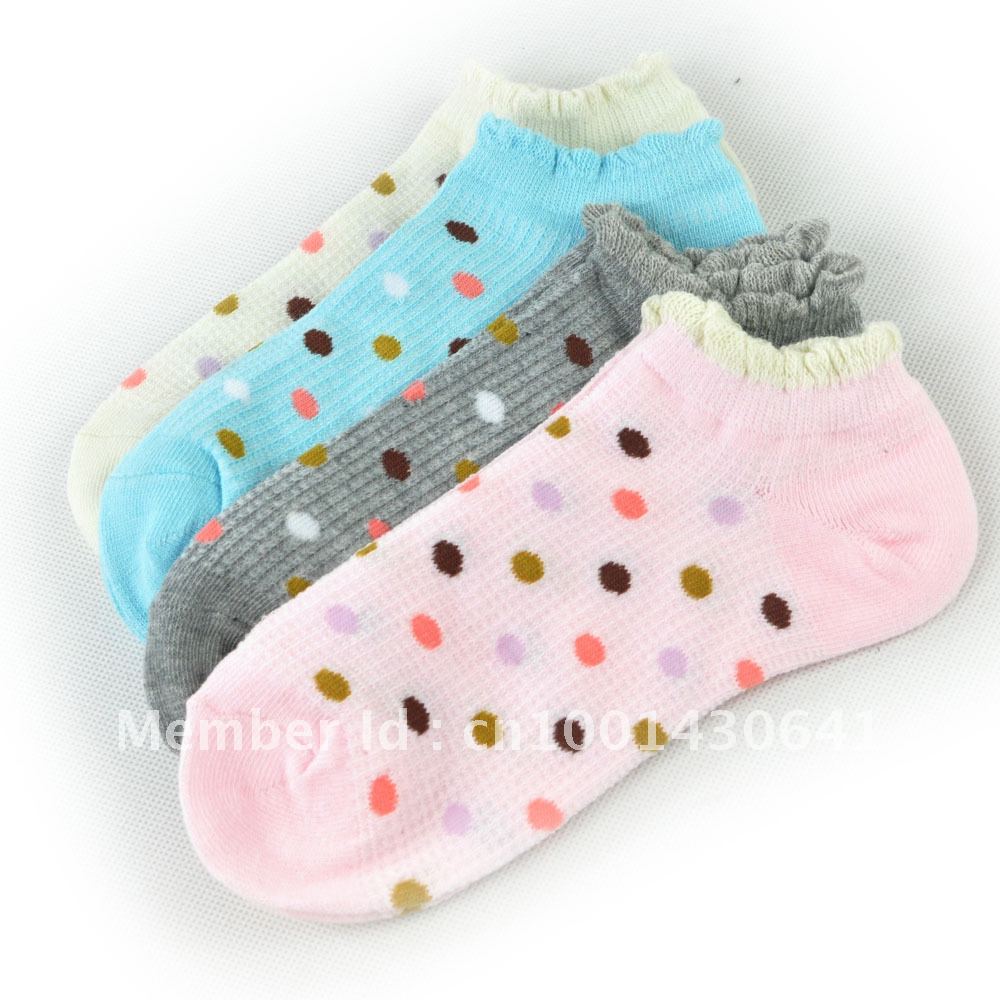 4 Pairs Cotton Women's Sock Slippers, 4 Colors ,Women Dress Socks-Free Shipping