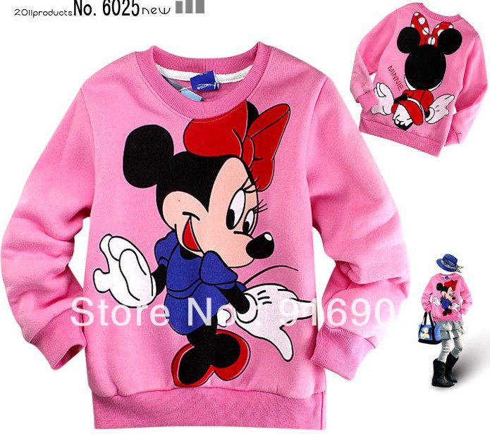 4 PCS baby girl 's cartoon cotton long sleeves T-shirt girls Minnie design sweaters baby coats tops