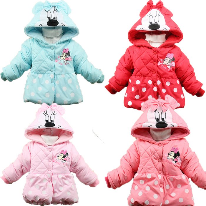 4 pcs/lot Wholesale Children Kids Parkas Girls Coat Jacket Winter Warm Outerwear Mickey Clothing Factory Price LC0655