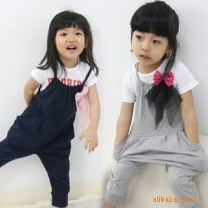 4 sets /lot  2013 Promotion Children Kids Clothing Girls Overalls Suspenders With Flower HOT Sale AA5227