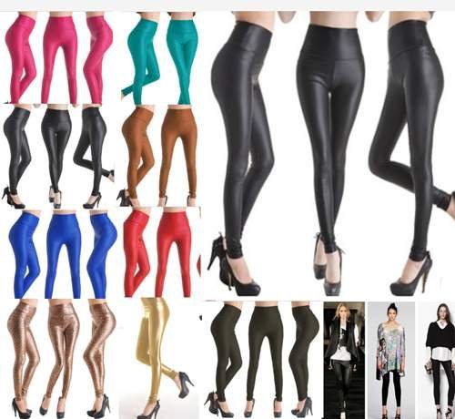 4 Size Women's Black Stretchy Leather Look Leggings Sexy Tights High Waist Pants [CL0060]
