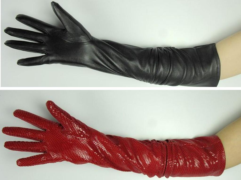 40cm50cm60cm pleated paragraph ultra long paragraph sheepskin suede soft women's genuine leather gloves