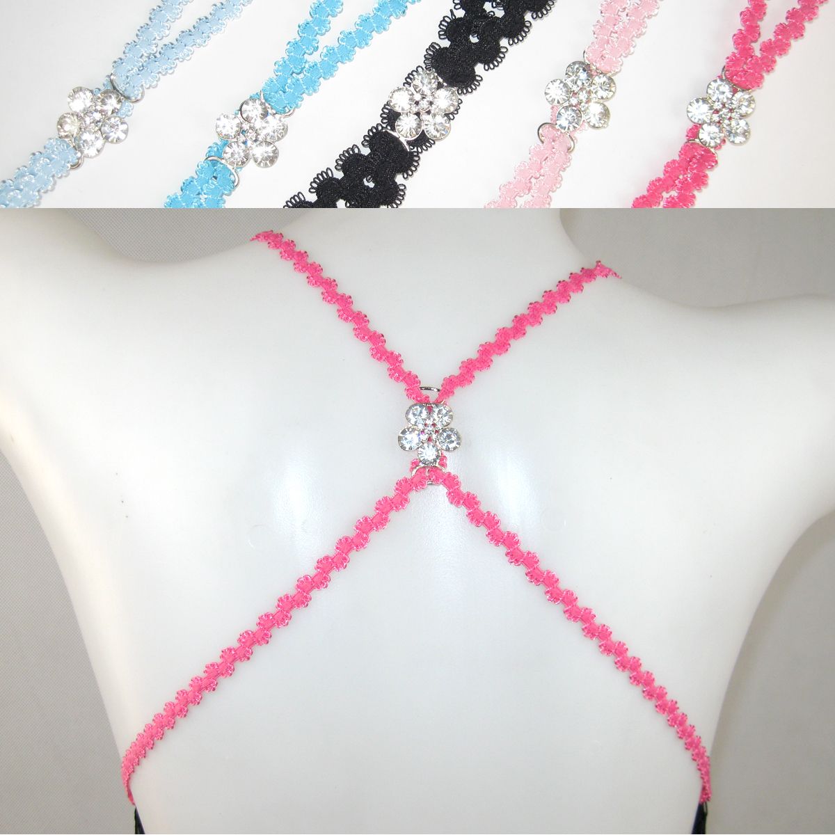 435 sexy gorgeous sparkling big rhinestone ultra long paragraph shoulder strap behind the cross accessories double shoulder