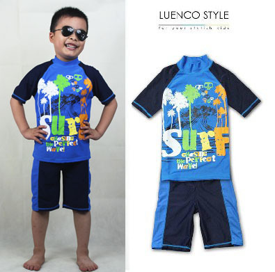 45 male child swimwear set anti-uv large male child surf clothing sun protection swimwear