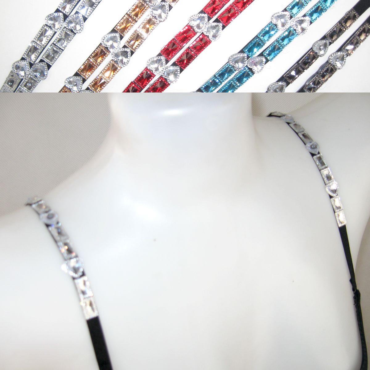 463 candy color gem shoulder strap acrylic shoulder strap halter-neck double-shoulder strap shoulder diamond multicolor