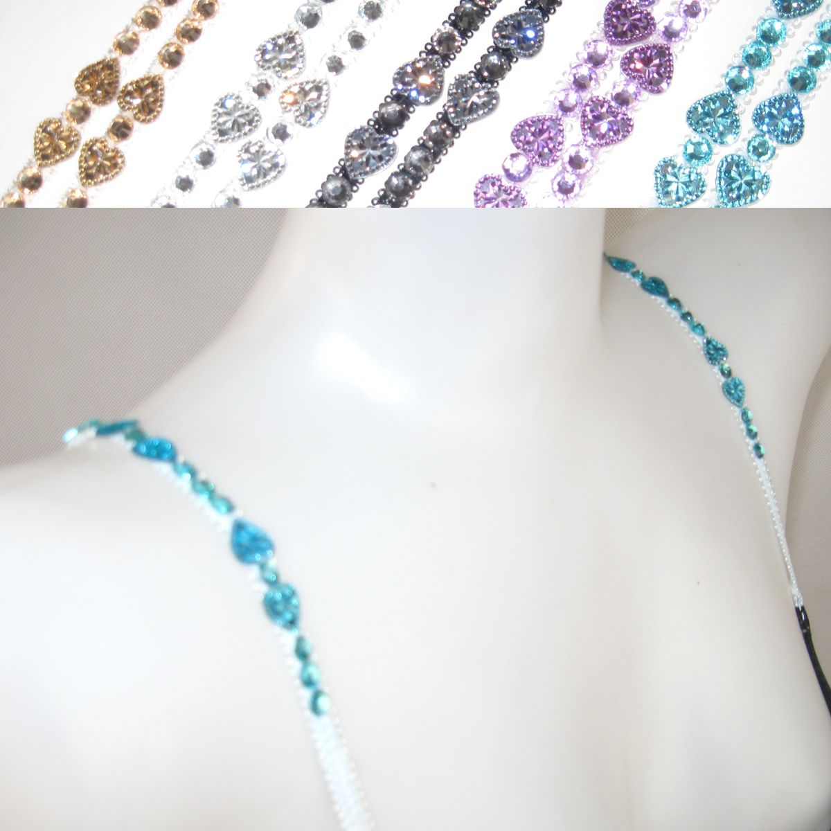 464 crystal acrylic beads double all-match candy color shoulder strap underwear replacement belt