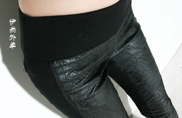 49 19 thread patchwork slim skinny legging pants leather pants