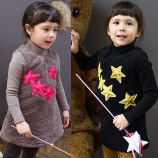 49.9 ! children's clothing thickening five-pointed star long design female child sweatshirt outerwear 0129-g93 FREE SHIPPING