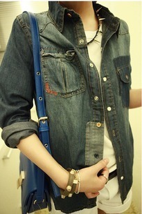 495 asymmetrical pocket patch personalized tooling denim shirt