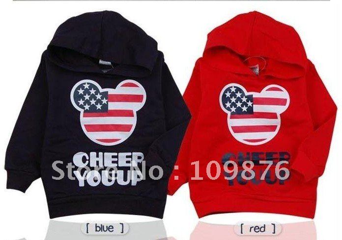 4pcs boys girls mickey USA flag hoody kids cartoon sweatshirt childrens long sleeve hooded top clothes navyblue hoodies