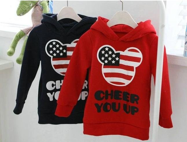4pcs girls boys mickey sweatshirts hoody childrens long sleeve navyblue USA flag hoodies top clothes tops clothes free shipping