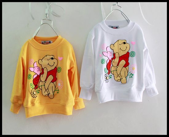 (4pcs/lot)Lovely cartoon bear kids shirt hoodies boys and girls long-sleeves sweatshirts 5 colors hotsale Free shipping