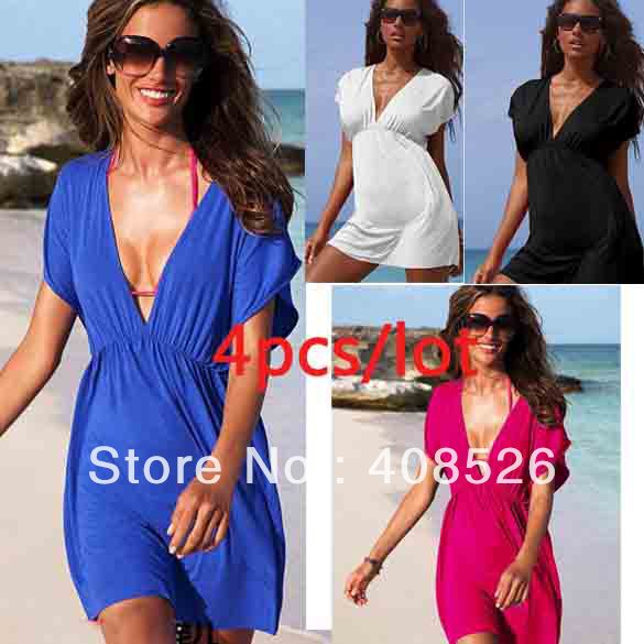 4Pcs/lot New Women Sexy Nylon Swimwear Dress Bikini Cover Up Beach Dress Free shipping 4 COLORS 3630
