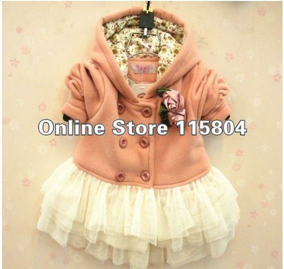 4pcs/lot wholesale 2012 new arrival baby girl fashion flower jackets kids cute dress coat children trench Free shipping