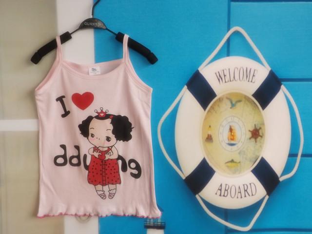 4pcs/lot wholesales 2013 summer children 100% cotton spaghetti strap pink vest girls cartoon camisoles