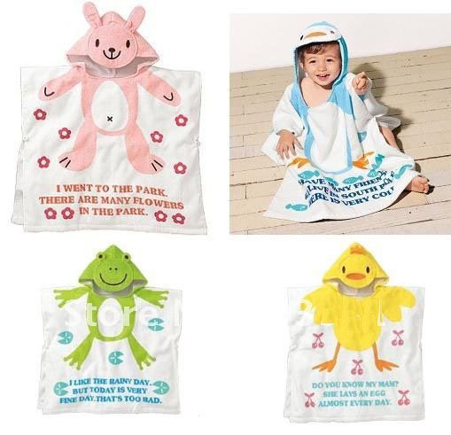 4pcs Nissen baby hooded bathrobe/bath towel/bath terry.bathing robe for children/kids/infant mixed 4colors free ship,wholesale