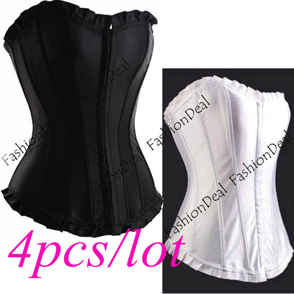 4Sets/lot 2 Colors Lady's Sexy Boned Corset Bustier Costume Under Bust Lingerie + G-string 5145