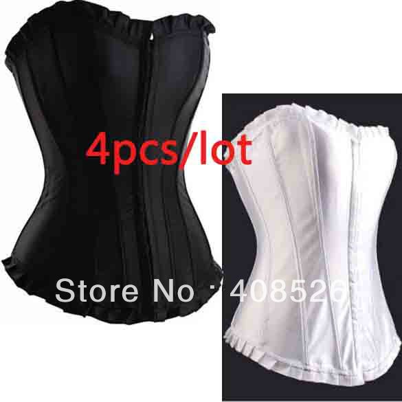 4Sets/lot 2 Colors Lady's Sexy Boned Corset Bustier Costume Under Bust Lingerie + G-string 5145