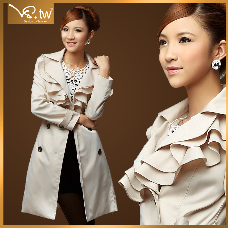 5 2012 autumn outerwear trench OL outfit classic double breasted slim s2241