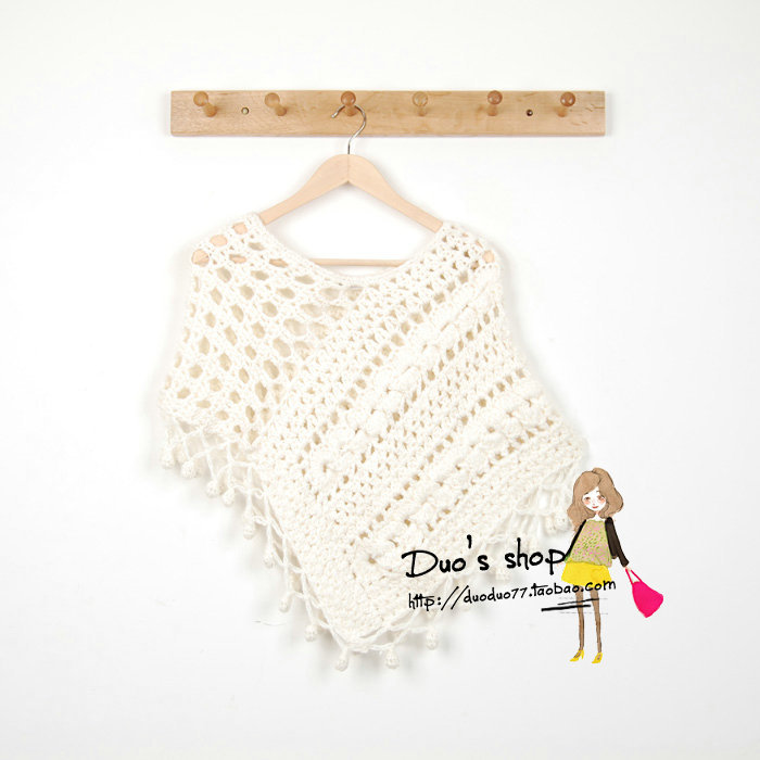 5 b15 cutout knitted irregular style loose cape sweater 0.5kg