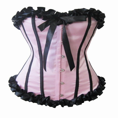 5 Color Pink/white/red/blue/green satin boned lace Up corset top bustier bodyshaper  factory supplier S-2XL
