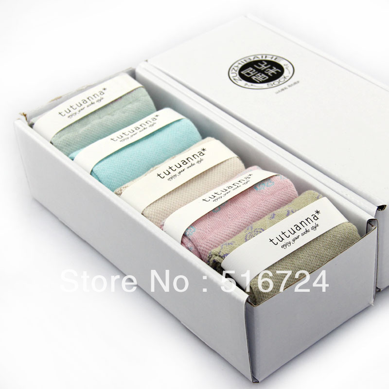 5 double combed cotton gift socks female 100% cotton sock cotton socks women's socks