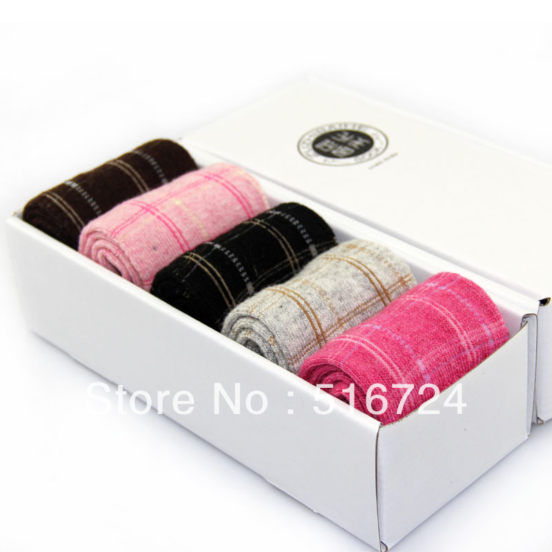 5 double gift box rabbit wool socks thickening women's socks winter socks
