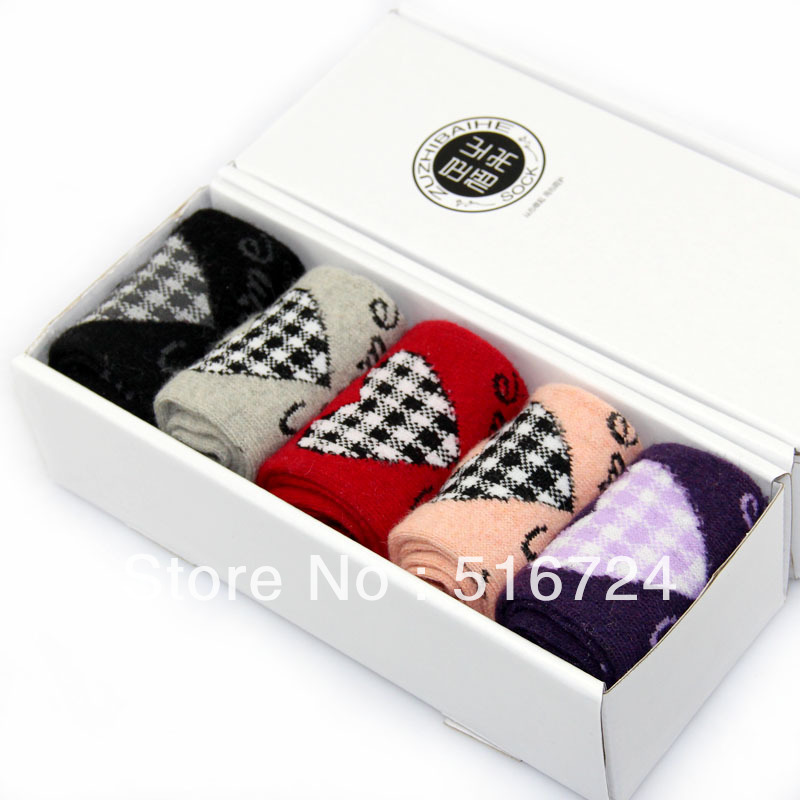 5 double winter rabbit wool socks thickening women's socks winter socks