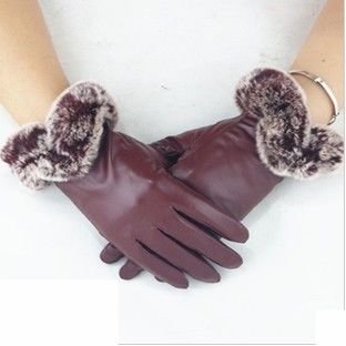 $5 off per $50 2012 Lady's fashion Sheepsin and Rabbit fur gloves/winter thermal thickening leather Mittens/three sizes  GL1019