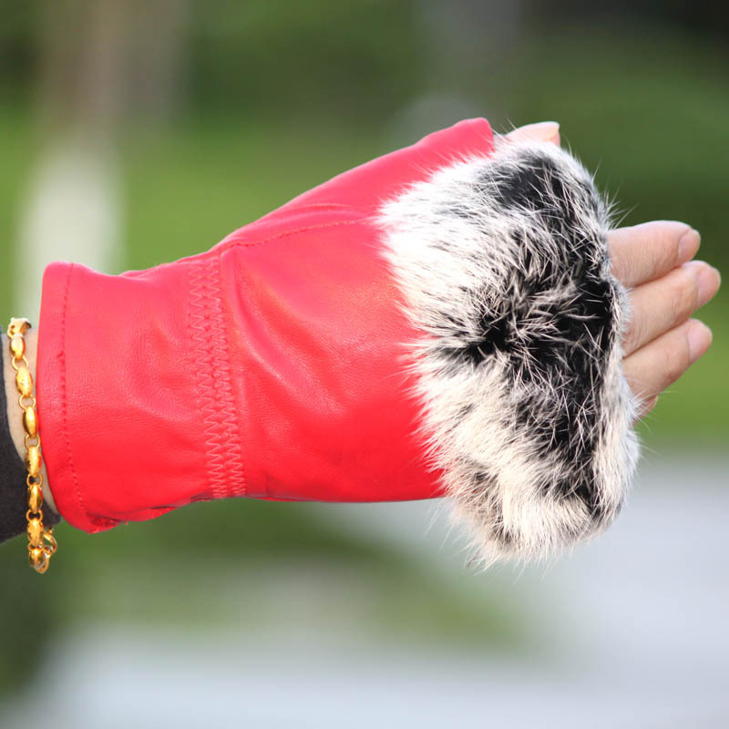 $5 off per $50 2012 new arrival Lady's Hot-selling genuine leather sheepskin with rabbit fur gloves/Three colors GL1013