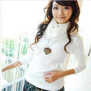 $5 off per $50 order 2012 hot wholesale all-match solid color turtleneck wool women's casual basic sweater free shipping