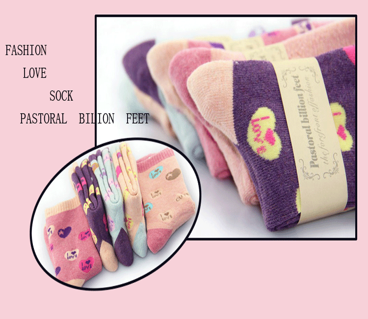5 pair towel socks female 100% cotton thickening knee-high socks polka dot autumn and winter thermal