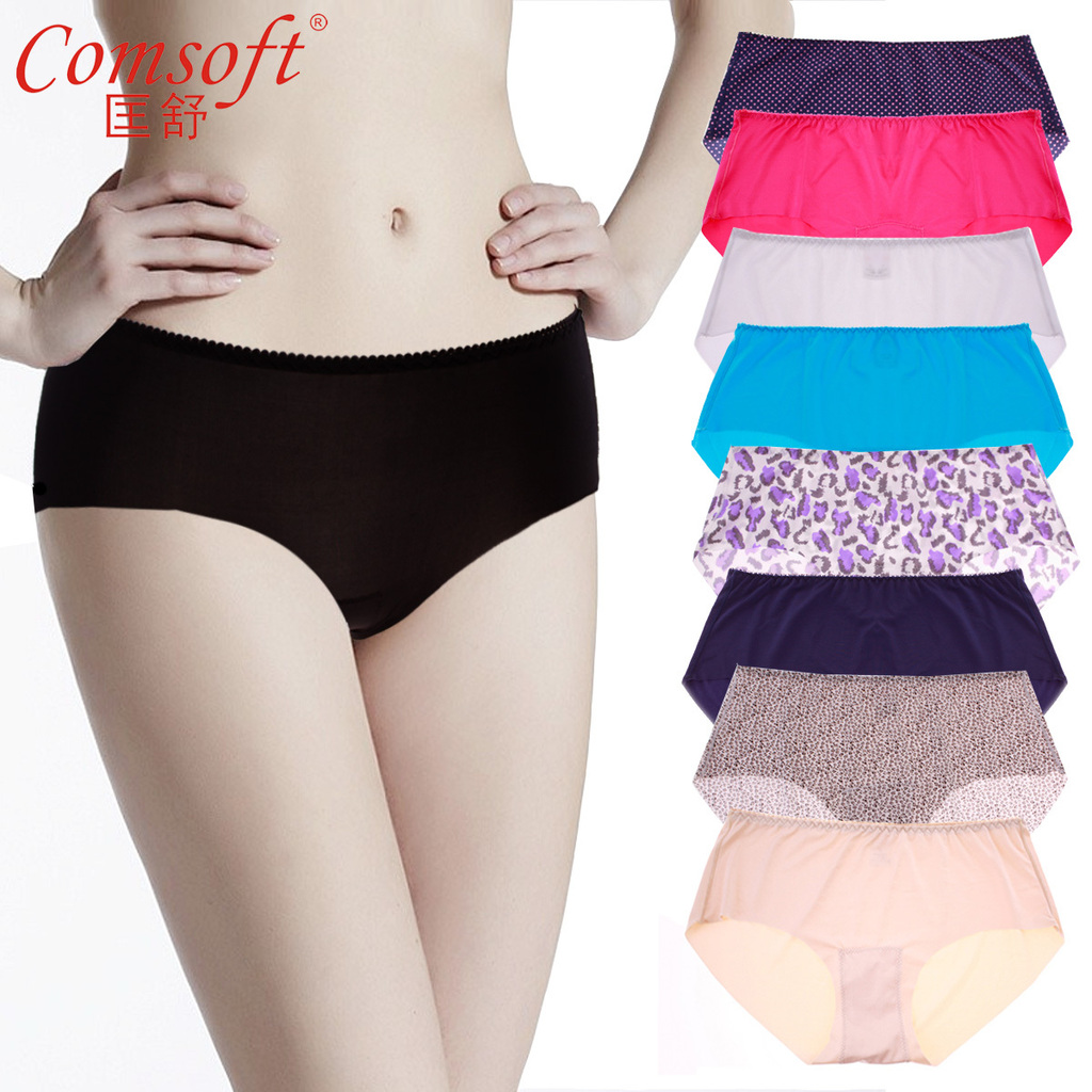 5 panties seamless one piece type mid waist panty female sexy viscose breathable 100% cotton