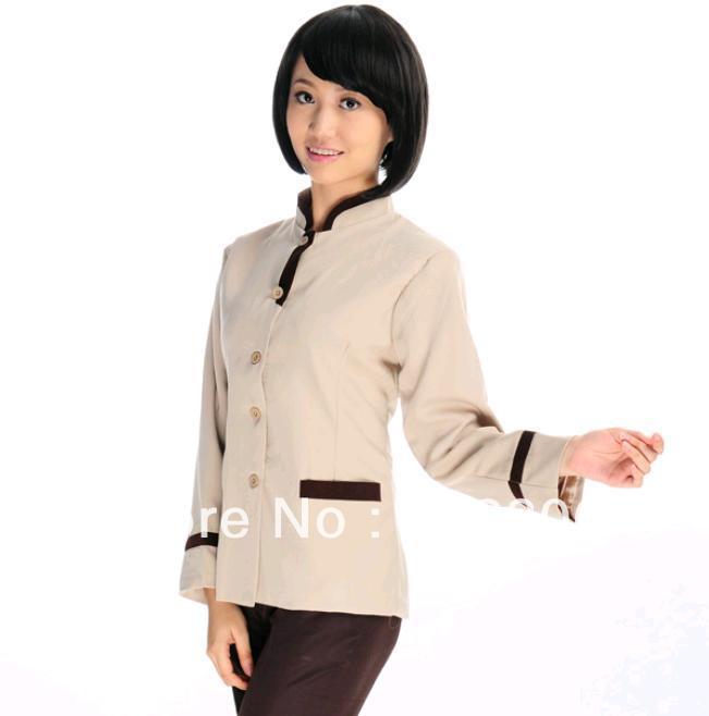 5 pc/Lot Workwear autumn and winter cleaning service long-sleeve hotel uniform UPS DHL EMS Free shipping