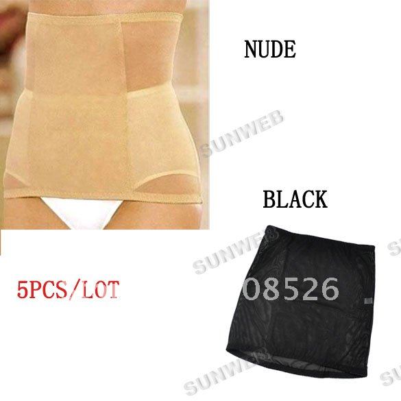 5 Pcs Invisible Tummy Trimmers Waist Trimmer Belt Slimming Belt Black,Nude Free Shipping 3862
