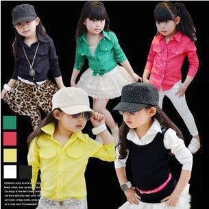 5 pcs/lot  2013 Fashion Children Kids Clothing Girls Blouse Long Sleeve Tops Spring Autumn Wear HOT AA5287