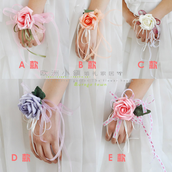 5 pcs/lot Bride flower wrist length flower hand flower cost to get married the bride wedding supplies pink flower