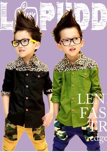 5 pcs/lot Children's shirt is the | | male version of children's clothing han edition leopard splicing boy's shirt