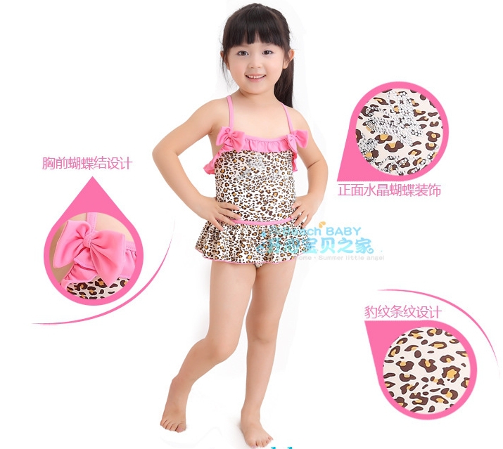 5 size Free Shipping first-class girl Leopard animal print bikini swimwear 3~6T ,child swimsuit,baby swimming suit