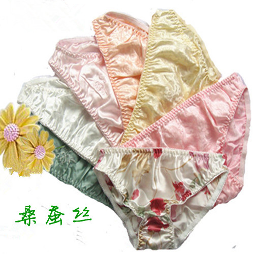 5 xxl plus size mulberry silk female pure silk print panties female