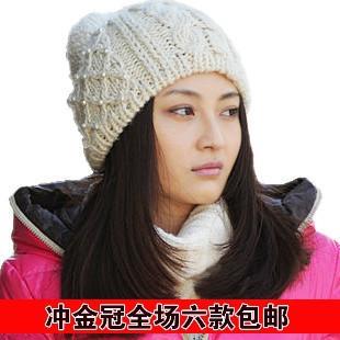 5005 knitted hat winter knitted macrospheric cap female hat