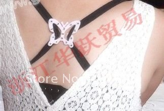 500pcs/lot perfect Bra Strap Clip Cleavage Control Clip  Ladies Sexy butterfly type bar buckle crystal  diamond original packing