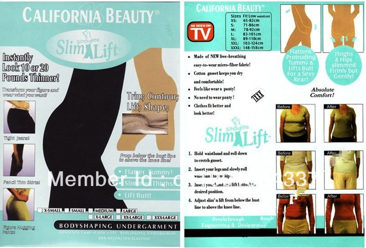 500pcs/lot Wholesale Beige and black High Quality California Beauty Slim Lift/Slim N Lift